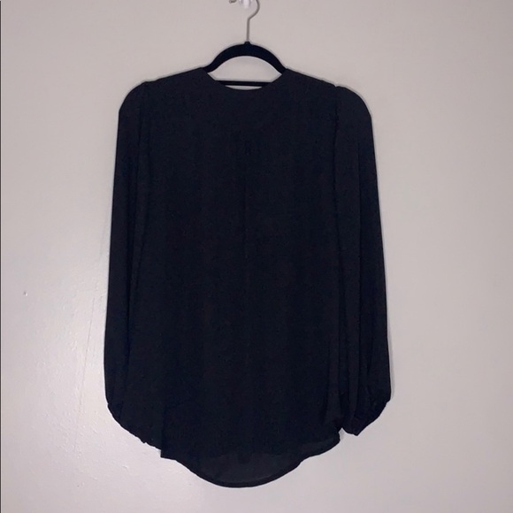 Carmen Marc Valvo Black zip front long sleeve blouse women’s medium - Picture 2 of 8